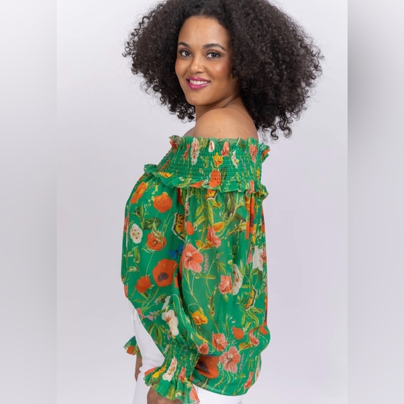 Women’s Cara Cara Patricia Garden Green Top Blouse Medium $425 NWT - Picture 2 of 9